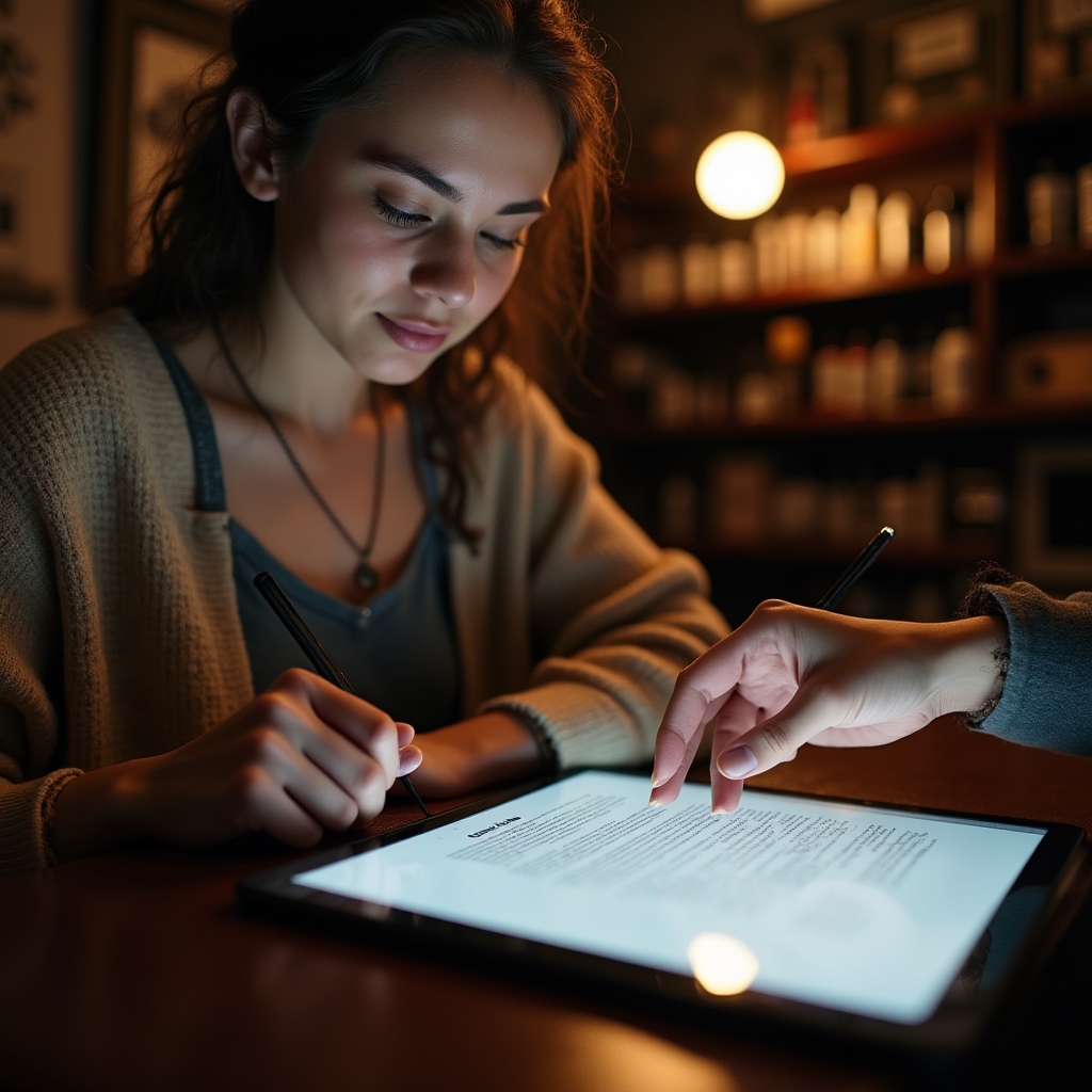 Cliente firmando un consentimiento informado digital en tablet